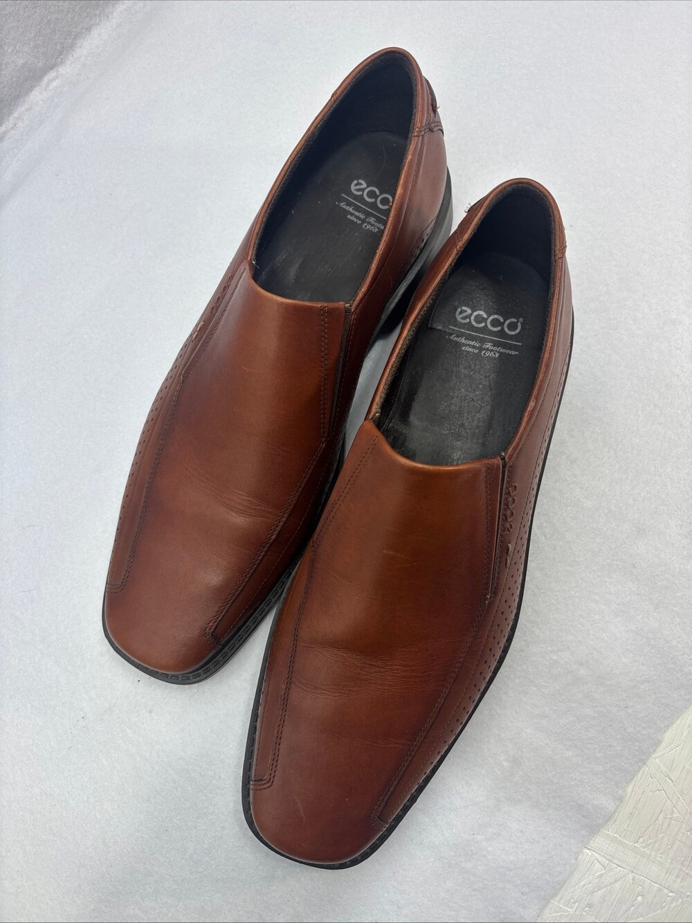 ECCO Leather Slip-On Shoes Brown Men's Dress Casual Footwear Size 13